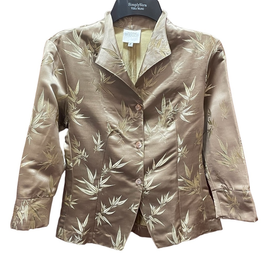 Linda‎ Bertozzi Gold embroidered  blazer, size petite small